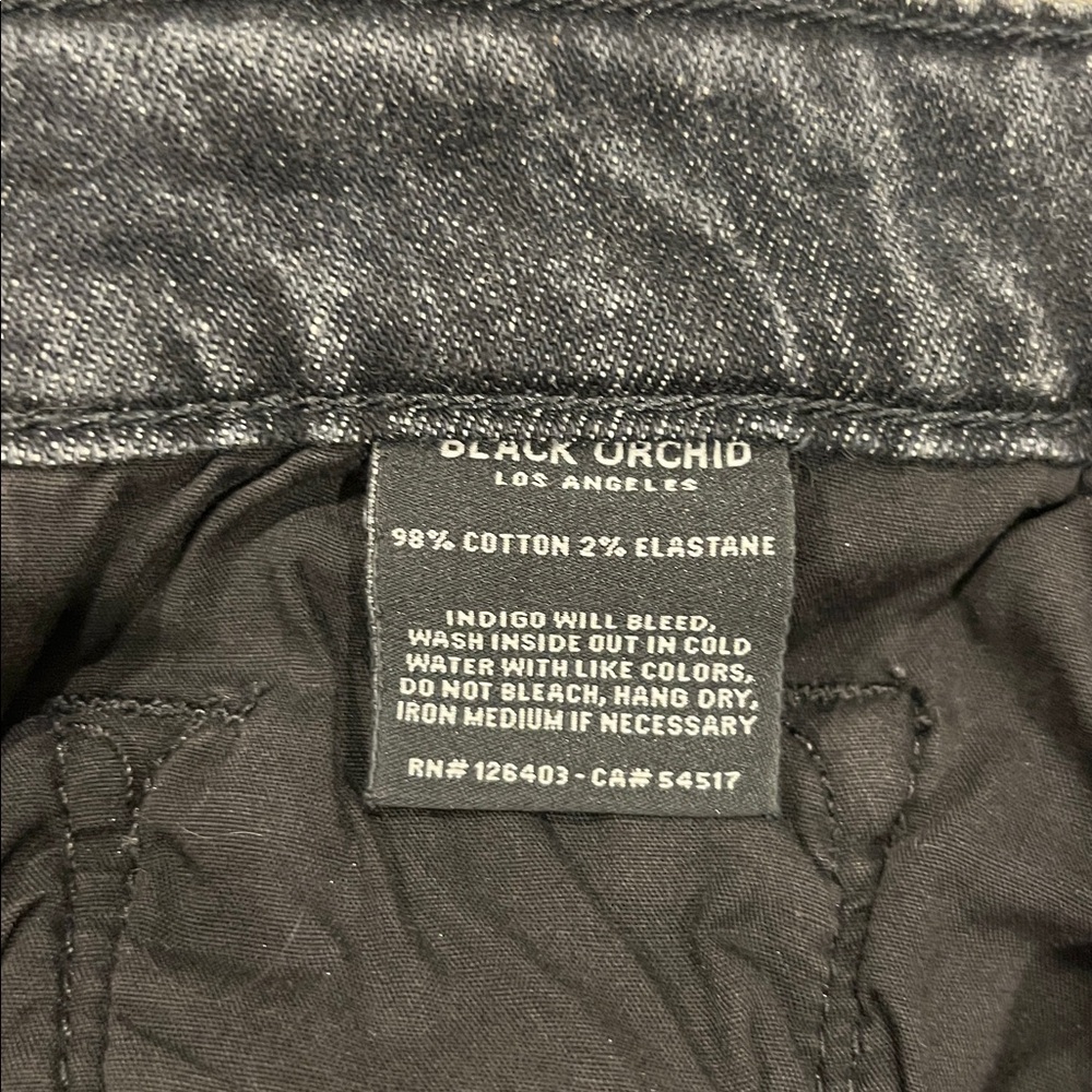 NWT Black Orchid Foil Hem Taylor Straight Leg Jeans Charcoal Gray 26 - Picture 13 of 14